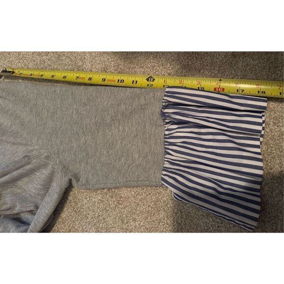 LIKE NEW Eliza J Sweatshirt Dress Women's 14 Gray Blue Striped Ruffle Flounce He - Picture 9 of 9